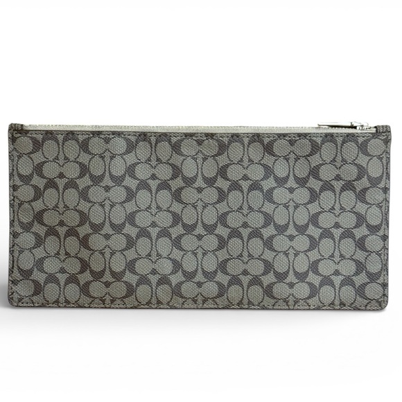 Coach Signature PVC Zip Pouch Wallet Gray 9.5” x 4.5” - Picture 2 of 4